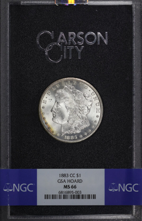 Obverse of this 1883-CC Morgan Dollar NGC MS-66 GSA Hard Pack With Box