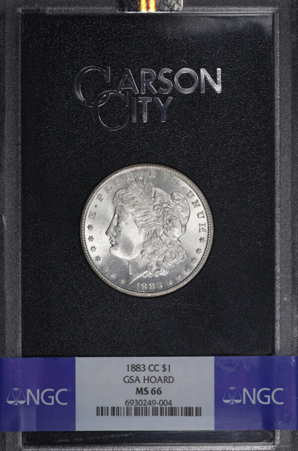 Obverse of this 1883-CC Morgan Dollar NGC MS-66 GSA Hard Pack With Box