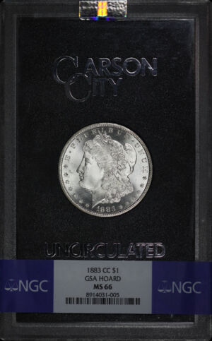Obverse of this 1883-CC Morgan Dollar NGC MS-66 GSA Hard Pack With Box
