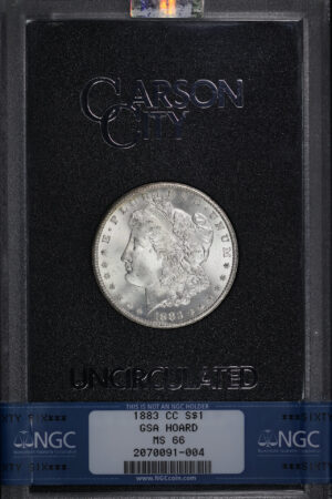 Obverse of this 1883-CC Morgan Dollar NGC MS-66 GSA Hard Pack With Box