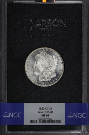 Obverse of this 1883-CC Morgan Dollar NGC MS-67 GSA Hard Pack With Box