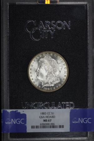 Obverse of this 1883-CC Morgan Dollar NGC MS-67 GSA Hard Pack With Box