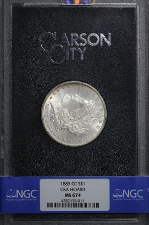 Obverse of this 1883-CC Morgan Dollar NGC MS-67+ GSA Hard Pack With Box