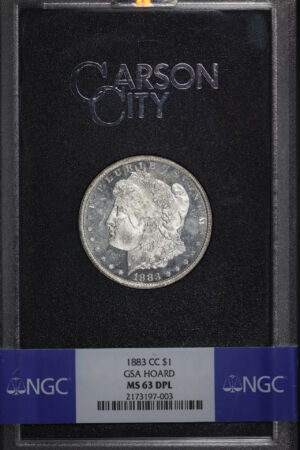 Obverse of this 1883-CC Morgan Dollar NGC MS-63 DMPL GSA Hard Pack With Box