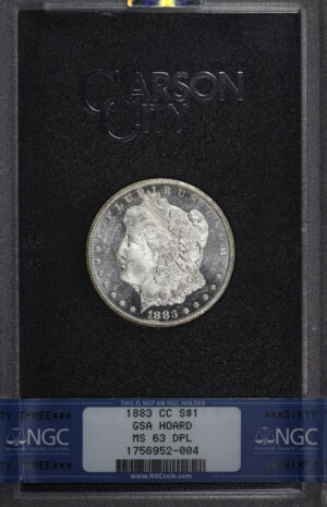 Obverse of this 1883-CC Morgan Dollar NGC MS-63 DMPL GSA Hard Pack With Box