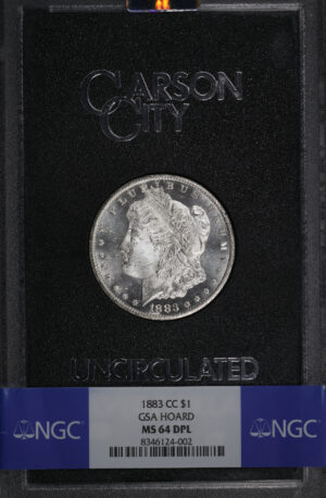 Obverse of this 1883-CC Morgan Dollar NGC MS-64 DMPL GSA Hard Pack With Box