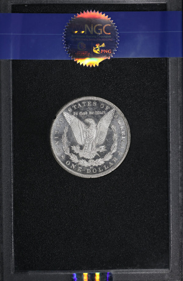 Reverse of this 1883-CC Morgan Dollar NGC MS-64 DMPL GSA Hard Pack With Box