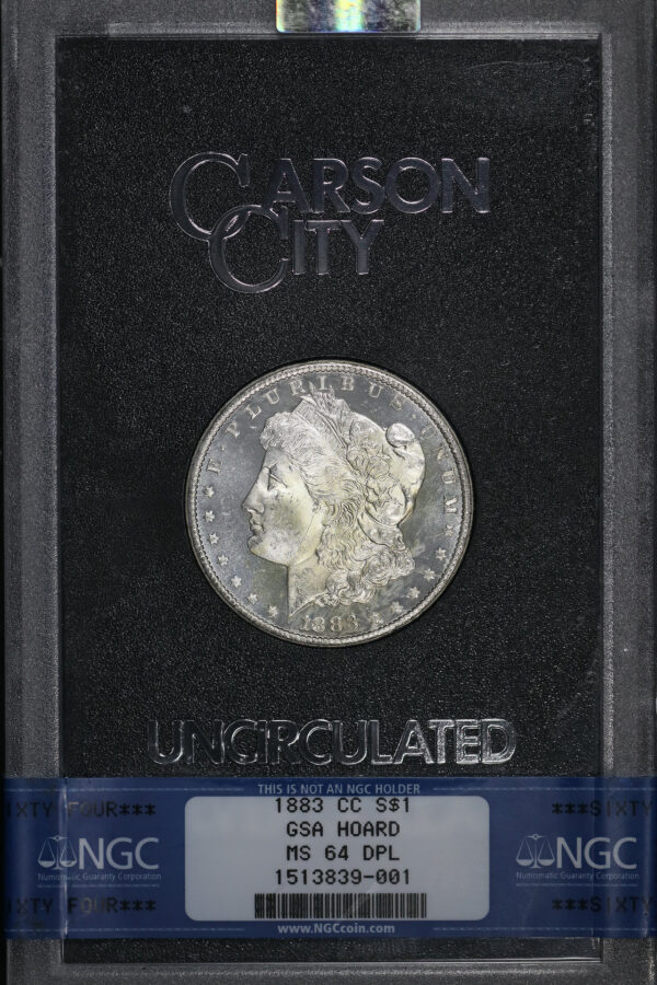 Obverse of this 1883-CC Morgan Dollar GSA Hoard NGC MS-64 DMPL GSA Hard Pack With Box