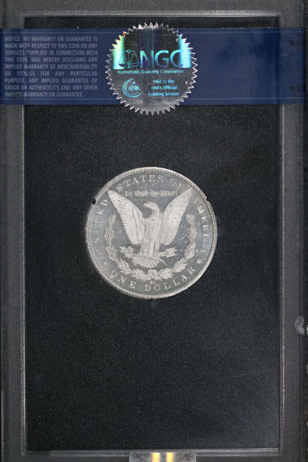 Reverse of this 1883-CC Morgan Dollar GSA Hoard NGC MS-64 DMPL