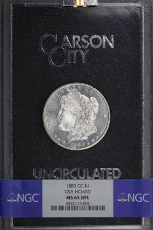 Obverse of this 1883-CC Morgan Dollar NGC MS-65 DPL GSA Hard Pack With Box