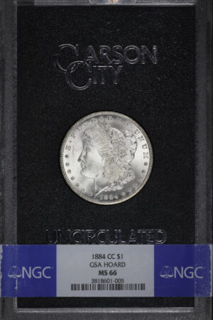 Obverse of this 1884-CC Morgan Dollar NGC MS-66 GSA Hard Pack With Box
