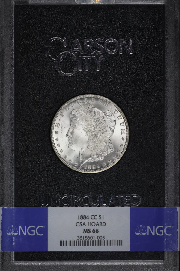 Obverse of this 1884-CC Morgan Dollar NGC MS-66 GSA Hard Pack With Box