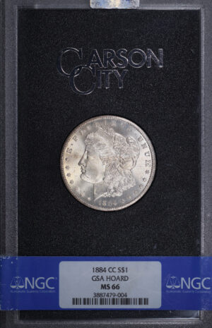 Obverse of this 1884-CC Morgan Dollar NGC MS-66 GSA Hard Pack With Box