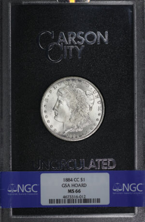 Obverse of this 1884-CC Morgan Dollar NGC MS-66 GSA Hard Pack With Box