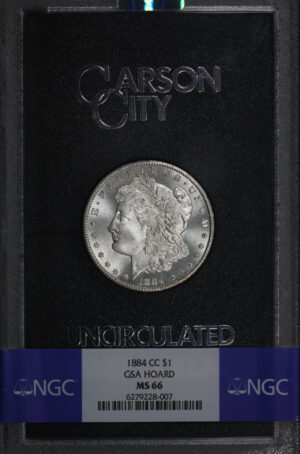 Obverse of this 1884-CC Morgan Dollar NGC MS-66 GSA Hard Pack With Box