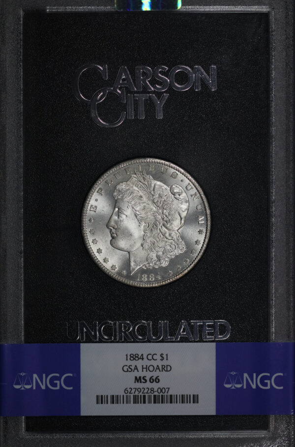 Obverse of this 1884-CC Morgan Dollar NGC MS-66 GSA Hard Pack With Box