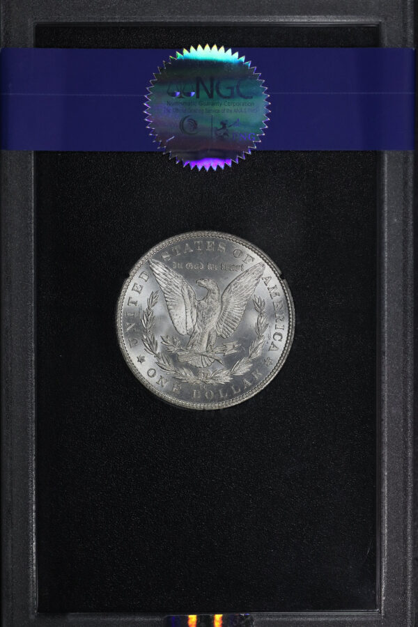 Reverse of this 1884-CC Morgan Dollar NGC MS-66 GSA Hard Pack With Box