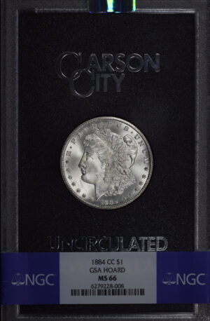 Obverse of this 1884-CC Morgan Dollar NGC MS-66 GSA Hard Pack With Box 