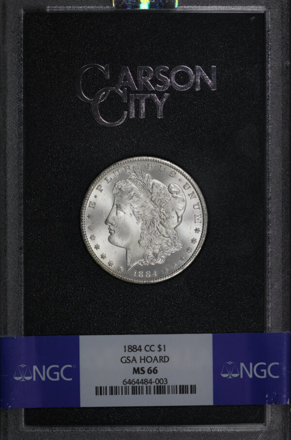 Obverse of this 1884-CC Morgan Dollar NGC MS-66 GSA Hard Pack With Box 