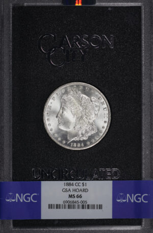 Obverse of this 1884-CC Morgan Dollar NGC MS-66 GSA Hard Pack With Box