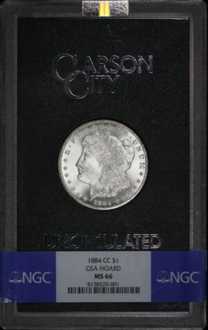 Obverse of this 1884-CC Morgan Dollar NGC MS-66 GSA Hard Pack With Box