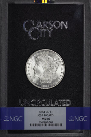 Obverse of this 1884-CC Morgan Dollar NGC MS-66 GSA Hard Pack With Box