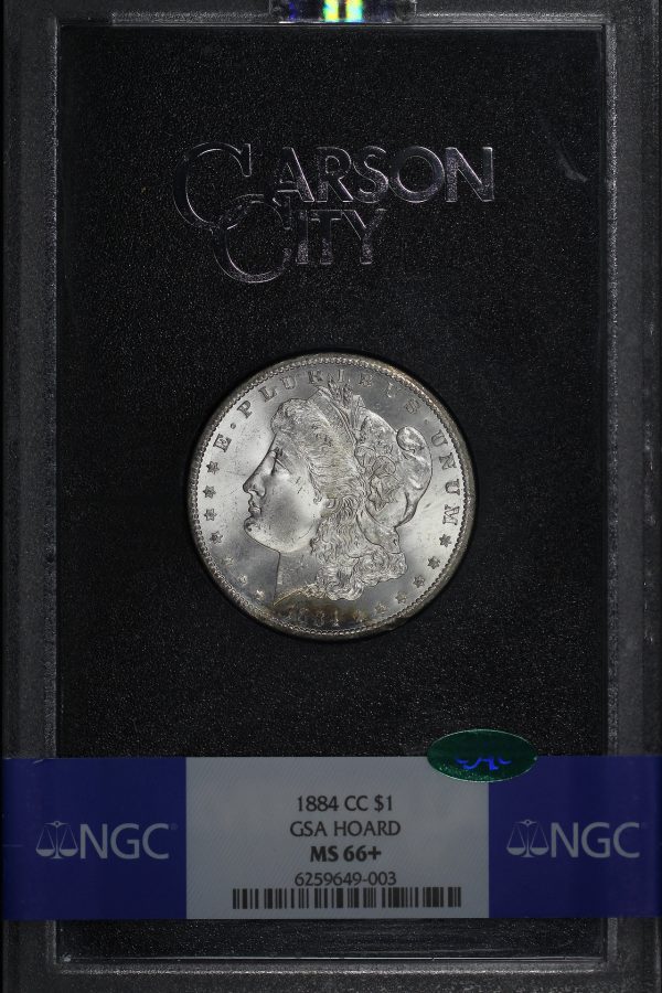 Obverse of this 1884-CC Morgan Dollar NGC MS-66+ CAC GSA Hard Pack With Box 