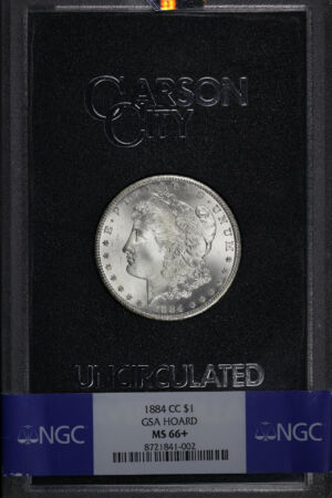 Obverse of this 1884-CC Morgan Dollar NGC MS-66+ GSA Hard Pack With Box