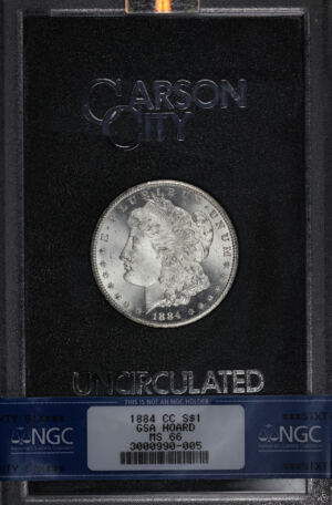 Obverse of this 1884-CC Morgan Dollar NGC MS-66 GSA Hard Pack With Box