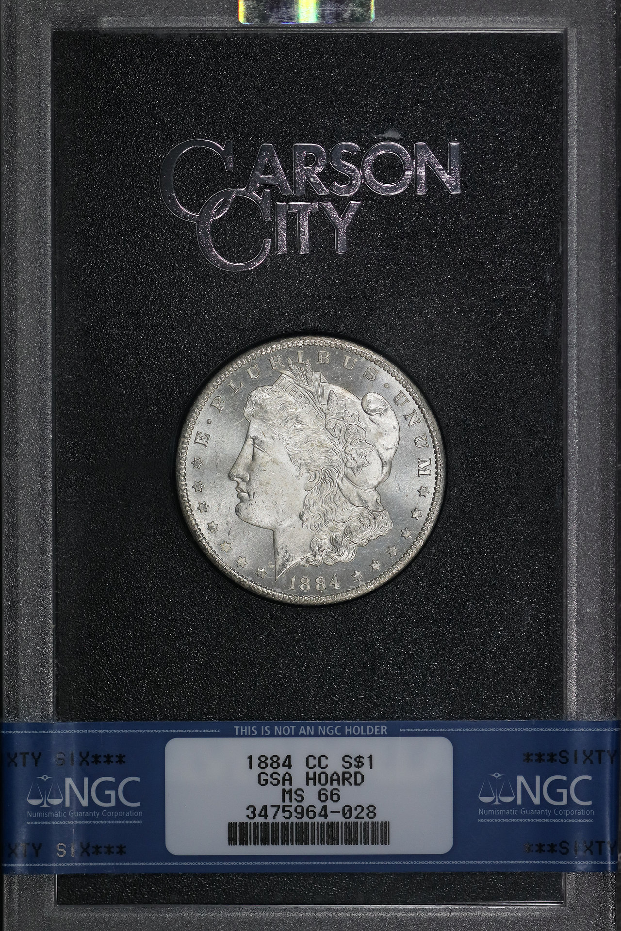 Obverse of this 1884-CC Morgan Dollar NGC MS-66 GSA Hard Pack With Box
