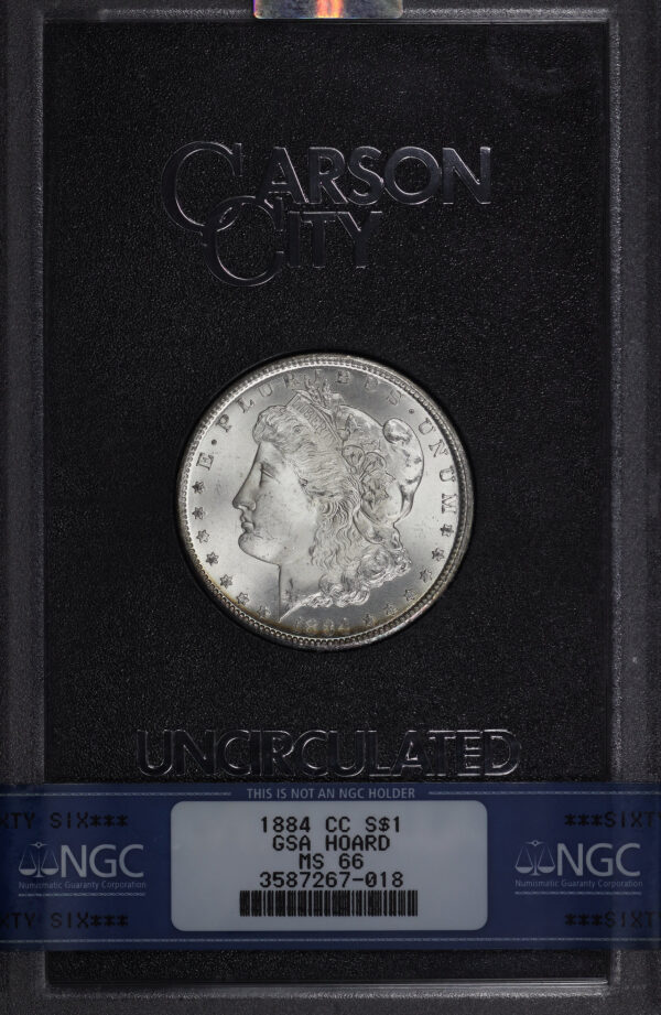 Obverse of this 1884-CC Morgan Dollar NGC MS-66 GSA Hard Pack With Box