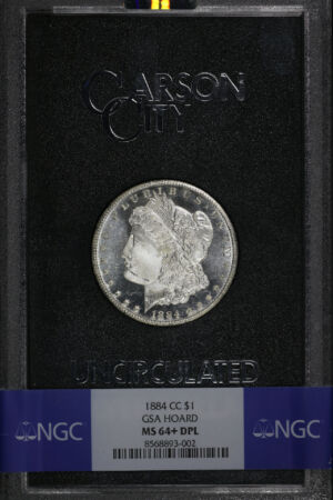 Obverse of this 1884-CC Morgan Dollar NGC MS-64+ DMPL GSA Hard Pack With Box