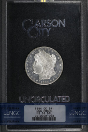 Obverse of this 1884-CC Morgan Dollar NGC MS-64 DMPL GSA Hard Pack With Box