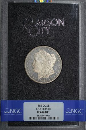 Obverse of this 1884-CC Morgan Dollar NGC MS-66 DMPL GSA Hard Pack With Box