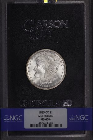 Obverse of this 1885-CC Morgan Dollar NGC MS-65+ GSA Hard Pack With Box
