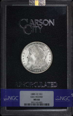 Obverse of this 1885-CC Morgan Dollar NGC MS-66 GSA Hard Pack With Box