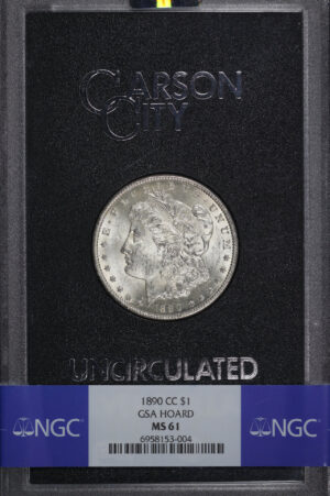 Obverse of this 1890-CC Morgan Dollar NGC MS-61 GSA Hard Pack With Box
