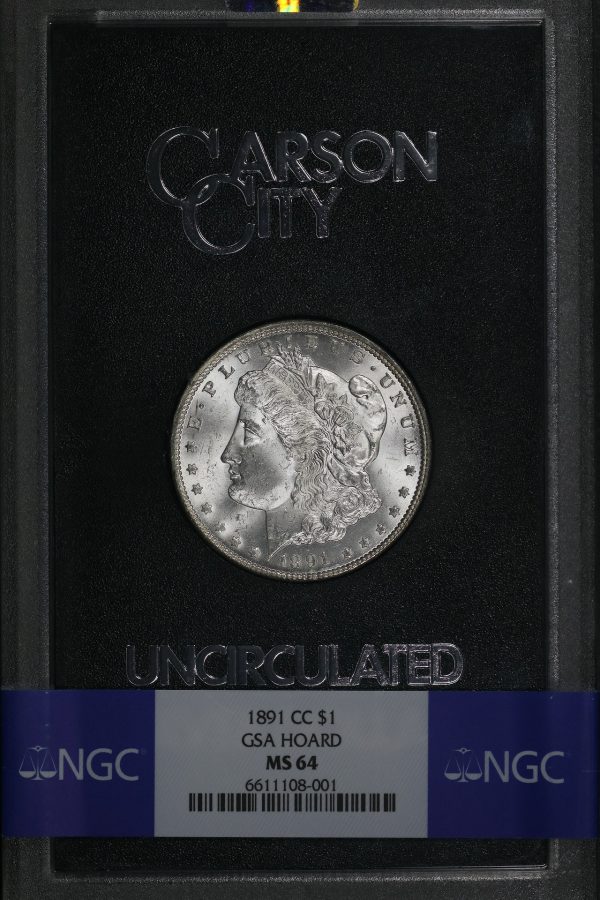 Obverse of this 1891-CC Morgan Dollar NGC MS-64 GSA Hard Pack With Box