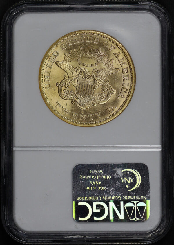 Reverse of this 1864-S Liberty Head $20 Type 1 NGC MS-61