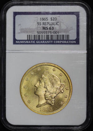 Obverse of this 1865 Liberty Head $20 Type 1 SS Republic NGC MS-63