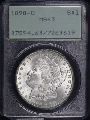 Obverse of this 1898-O Morgan Dollar PCGS MS-63 Old Green Rattle Holder