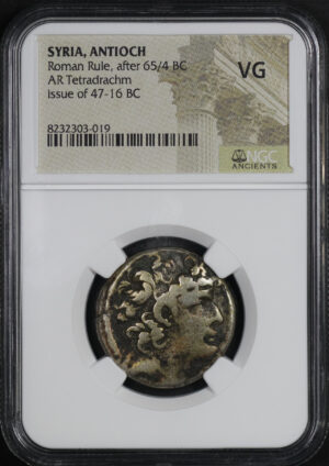 Obverse of this Syria, Antioch Roman Rule, After 65/4 BC AR Tetradrachm Issue Of 47-16 BC NGC VG