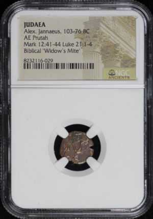Obverse of this Alex . Jannaeus, 103-76 Bc Judaea AEPrutah NGC -00 Biblical “Widow’s Mite”