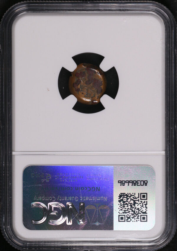 Reverse of this Hasmonean Kings, Judaea 135-37 BC AE Prutah Mark 12:41-44, Luke 21:1-4 NGC Biblical “Widow’s Mite”
