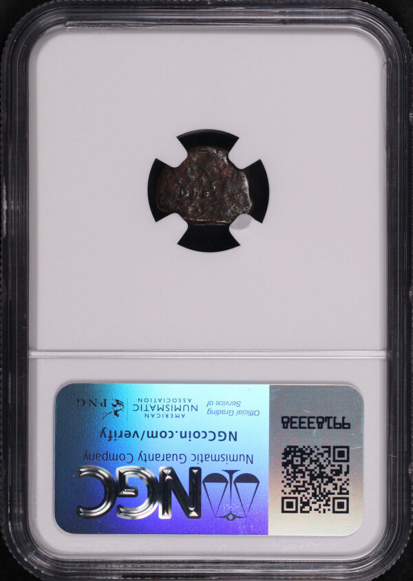Reverse of this Hasmonean Kings, Judaea 135-37 BC AE Prutah Mark 12:41-44, Luke 21:1-4 NGC Biblical “Widow’s Mite”