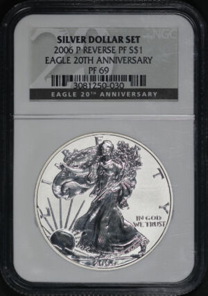 Obverse of this 2006-P Silver Eagle NGC-69 Reverse Proof 20th Anniversary