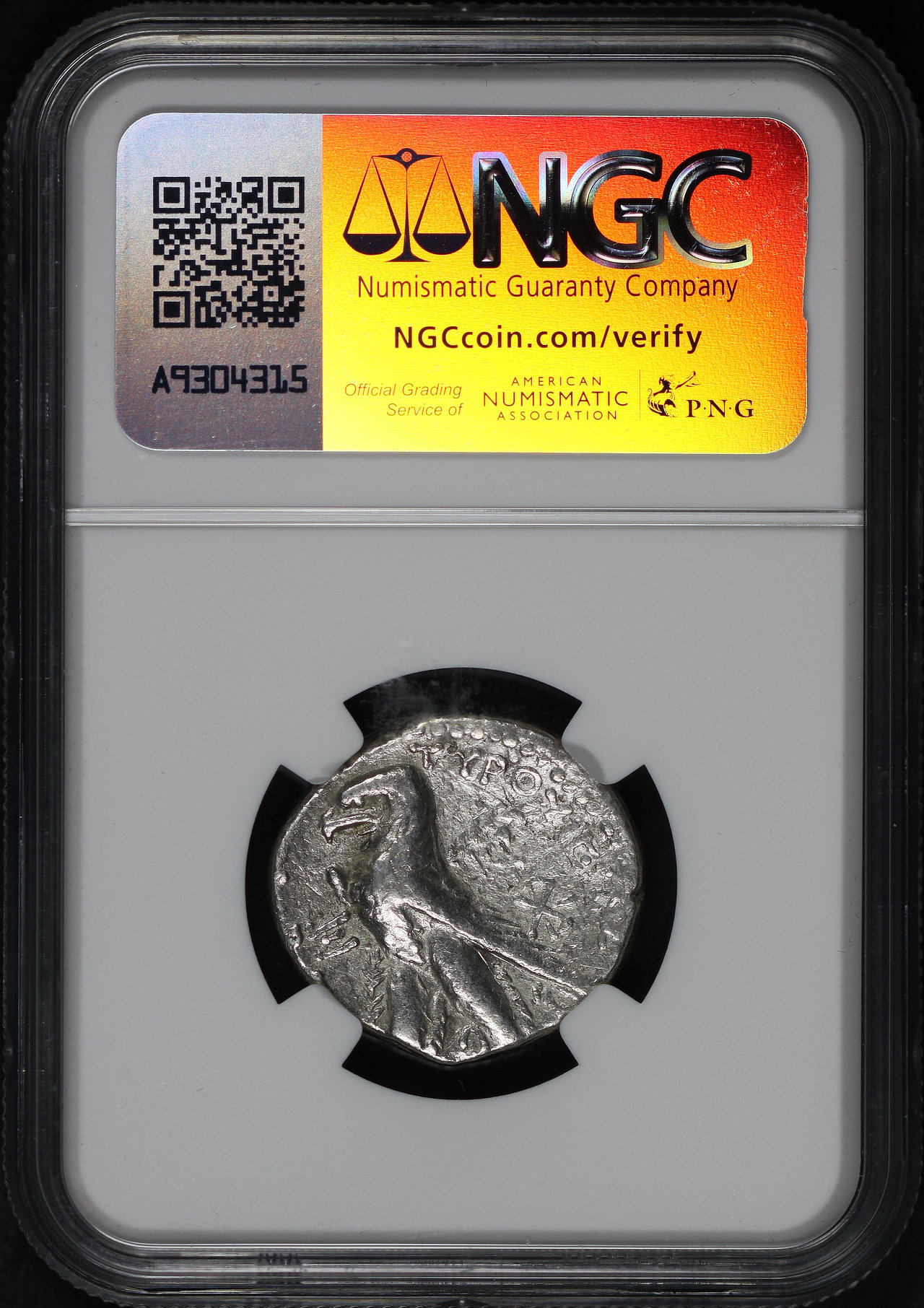 Reverse of this Phoenicia, Tyre 126/5 BC-c.AD 65/6 AR Shekel (13.82g) yr. 160 (AD 34/5) Melkart/Eagle On Prow NGC Ch VF Strike: 3/5, Surface: 3/5