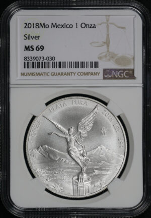 Obverse of this 2018 Mo-Mexico Silver Libertad Onza NGC MS-69