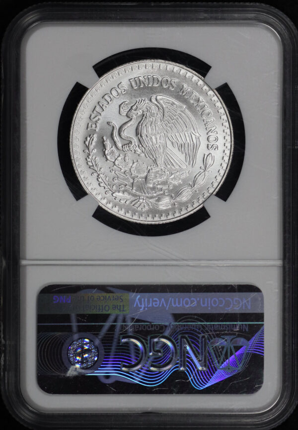 Reverse of this 2018 Mo Mexico  1/2 Silver Early Releases NGC MS-70