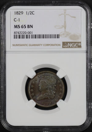 Obverse of this 1829 Classic Head Half Cent C-1 NGC MS-65 BN 